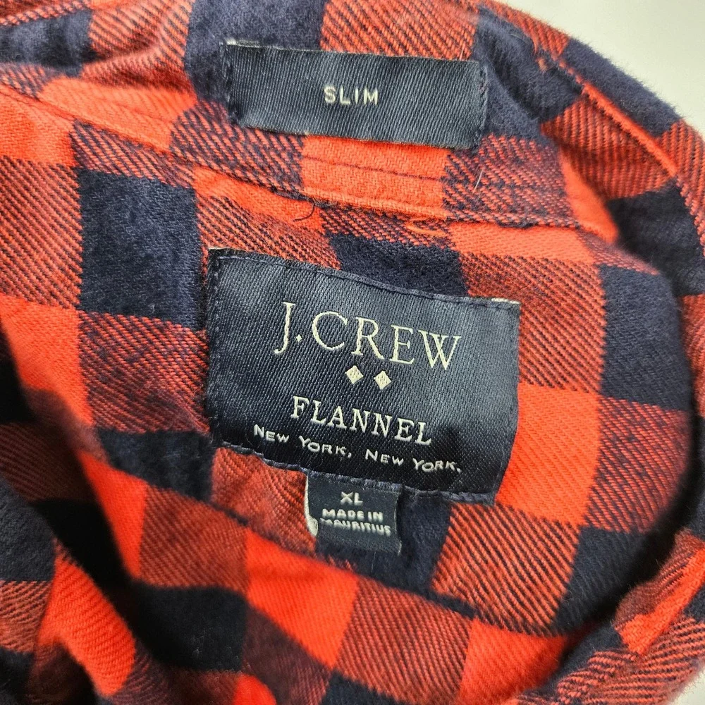 J Crew Shirt Mens XL Red Black Flannel Check Long Sleeve Button Up‎ Casual